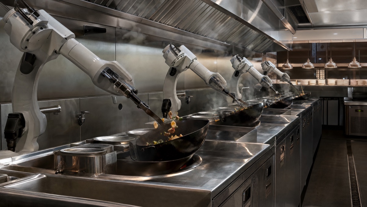 Automated woks & cooking arms — representative render